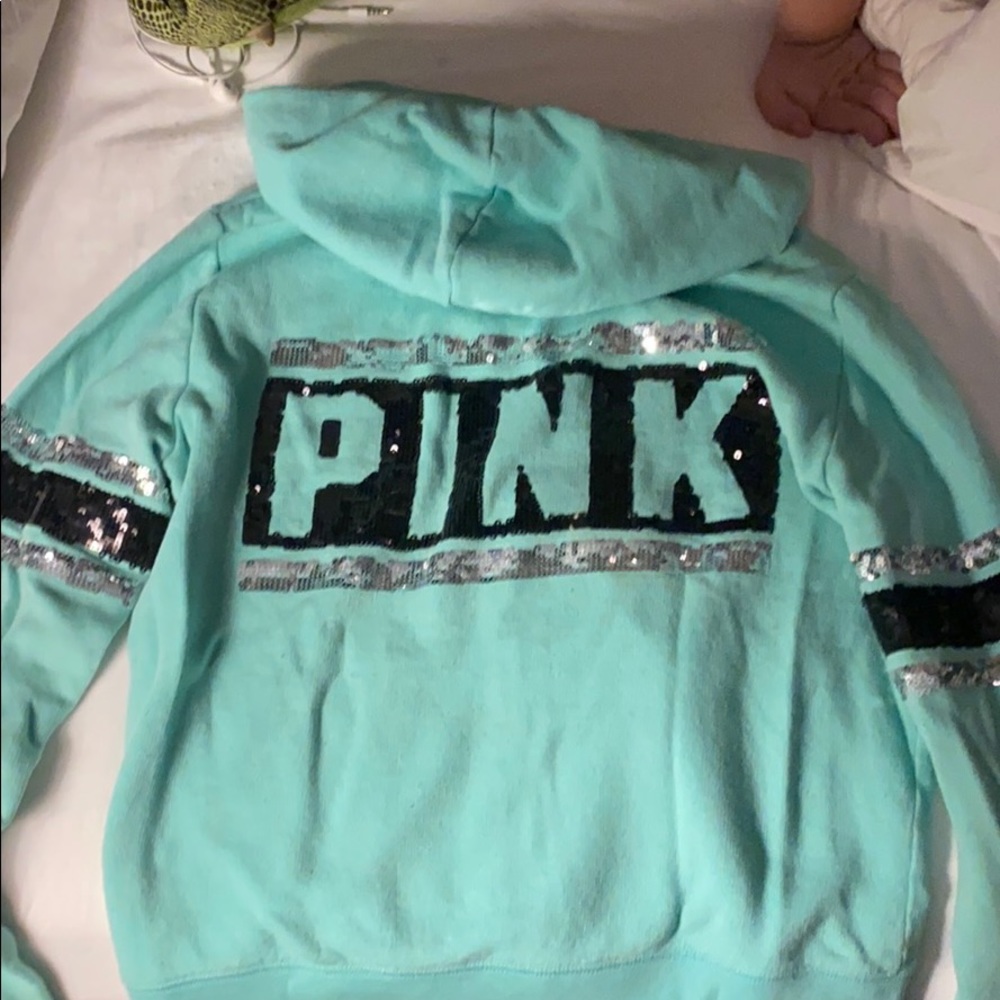 Turquoise PINK brand zip up hoodie